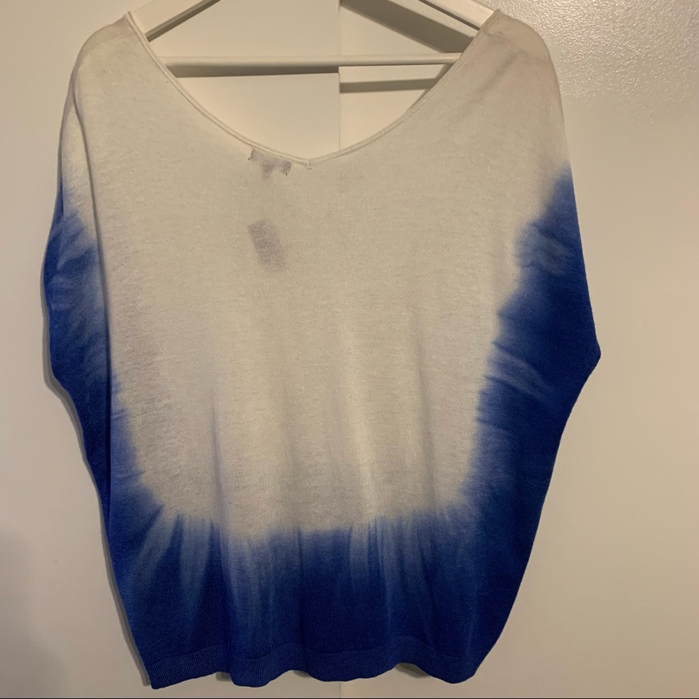 Splendid M dip dye dolman sleeve sweater cashmere blend White & Mediterranean - Picture 9 of 15